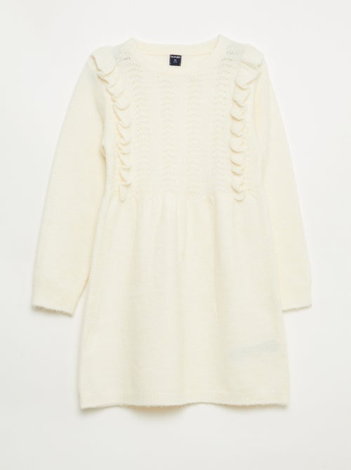 Abito maglia con lavorazione traforata e volant - Kiabi