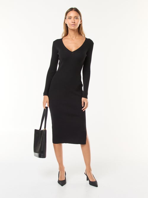 Abito maglia lungo a costine - Kiabi