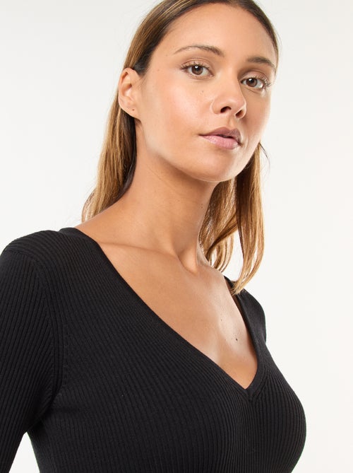 Abito maglia lungo a costine - Kiabi