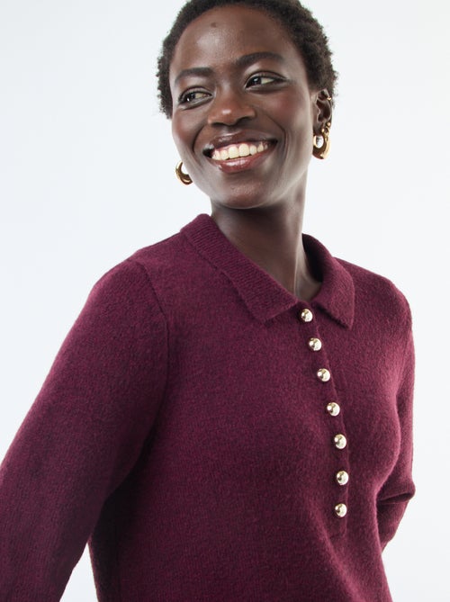 Abito maglia lungo con collo polo fantasia - Kiabi