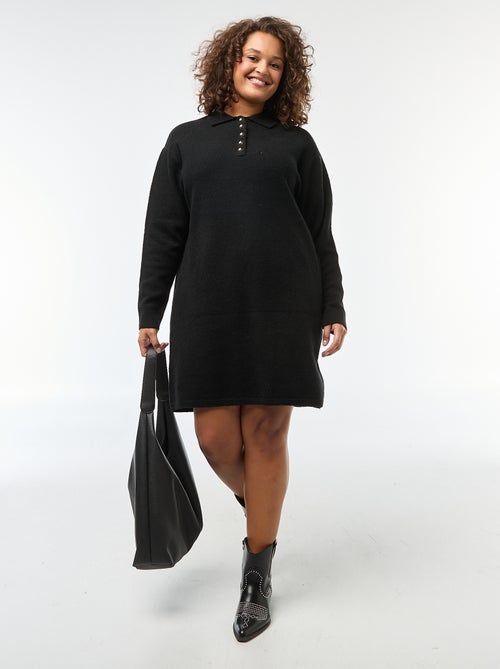 Abito maglia pesante con bottoni dorati sul collo - Kiabi