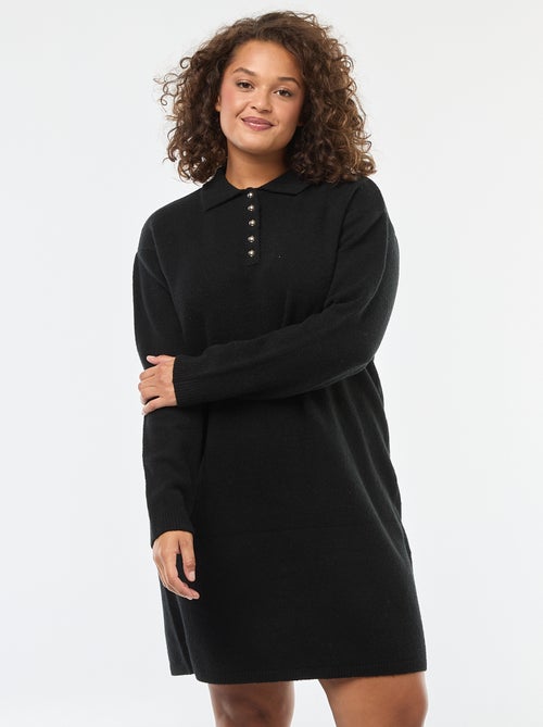 Abito maglia pesante con bottoni dorati sul collo - Kiabi