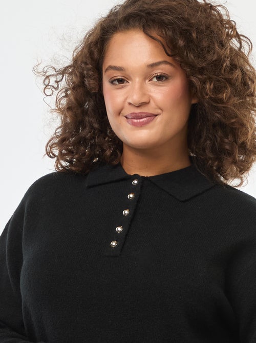 Abito maglia pesante con bottoni dorati sul collo - Kiabi