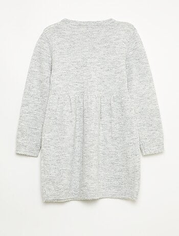 Abito maglione con maglia traforata e volant