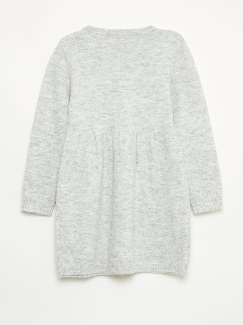 Abito maglione con lavorazione traforata e volant Grigio - Kiabi