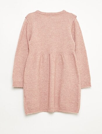 Abito maglione con maglia traforata e volant