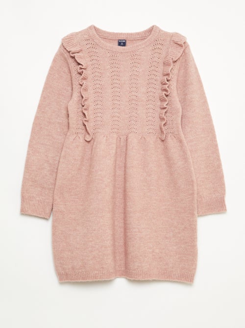 Abito maglione con maglia traforata e volant - Kiabi