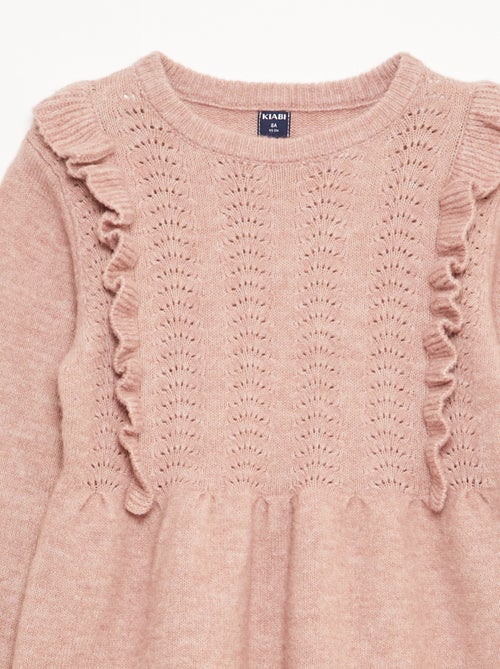 Abito maglione con maglia traforata e volant - Kiabi