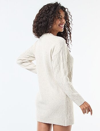 Abito maglione corto in maglia a trecce