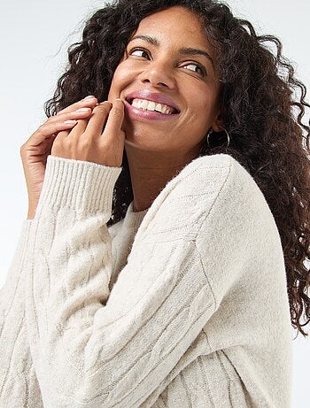 Abito maglione corto in maglia a trecce