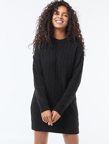 Abito maglione corto in maglia a trecce