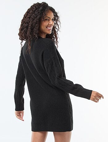 Abito maglione corto in maglia a trecce