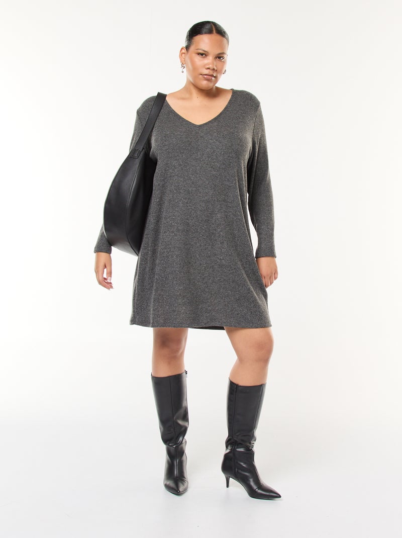 Abito maglione corto in maglia pesante Grigio - Kiabi