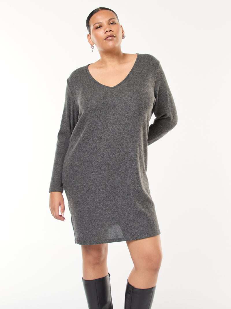 Abito maglione corto in maglia pesante Grigio - Kiabi