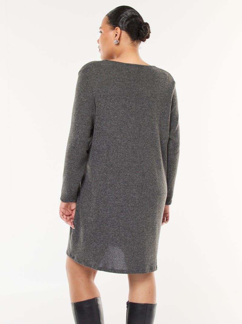Abito maglione corto in maglia pesante Grigio - Kiabi