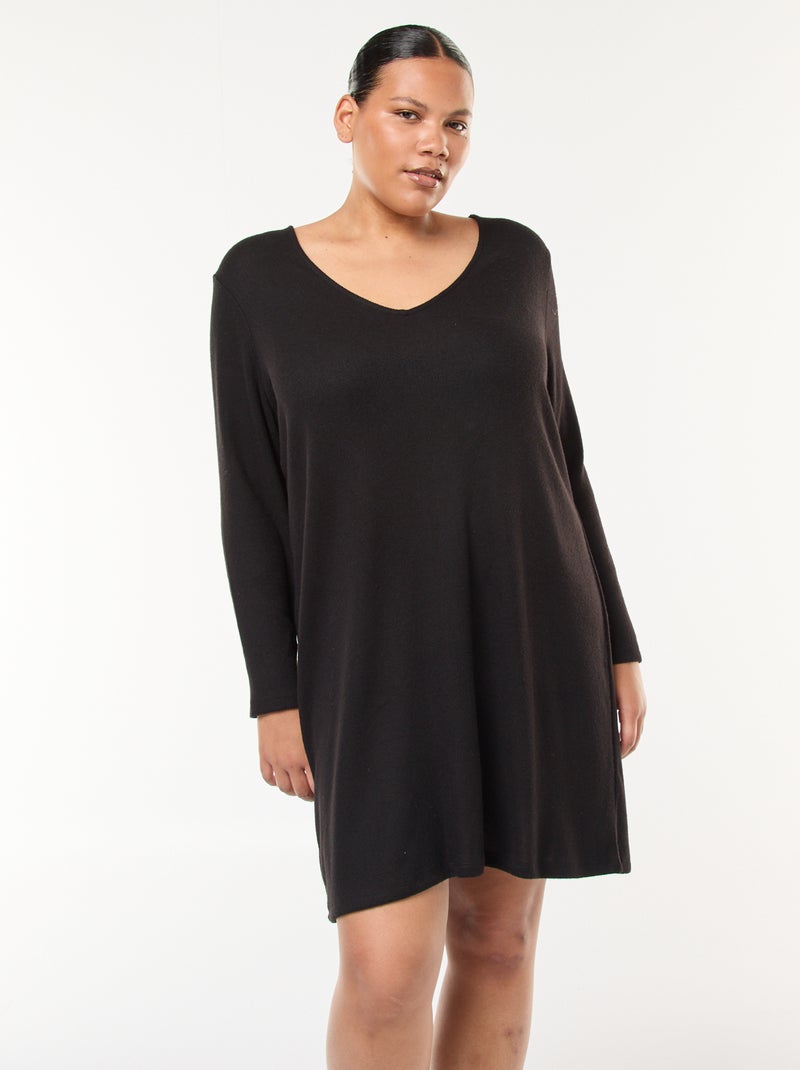 Abito maglione corto in maglia pesante Nero - Kiabi