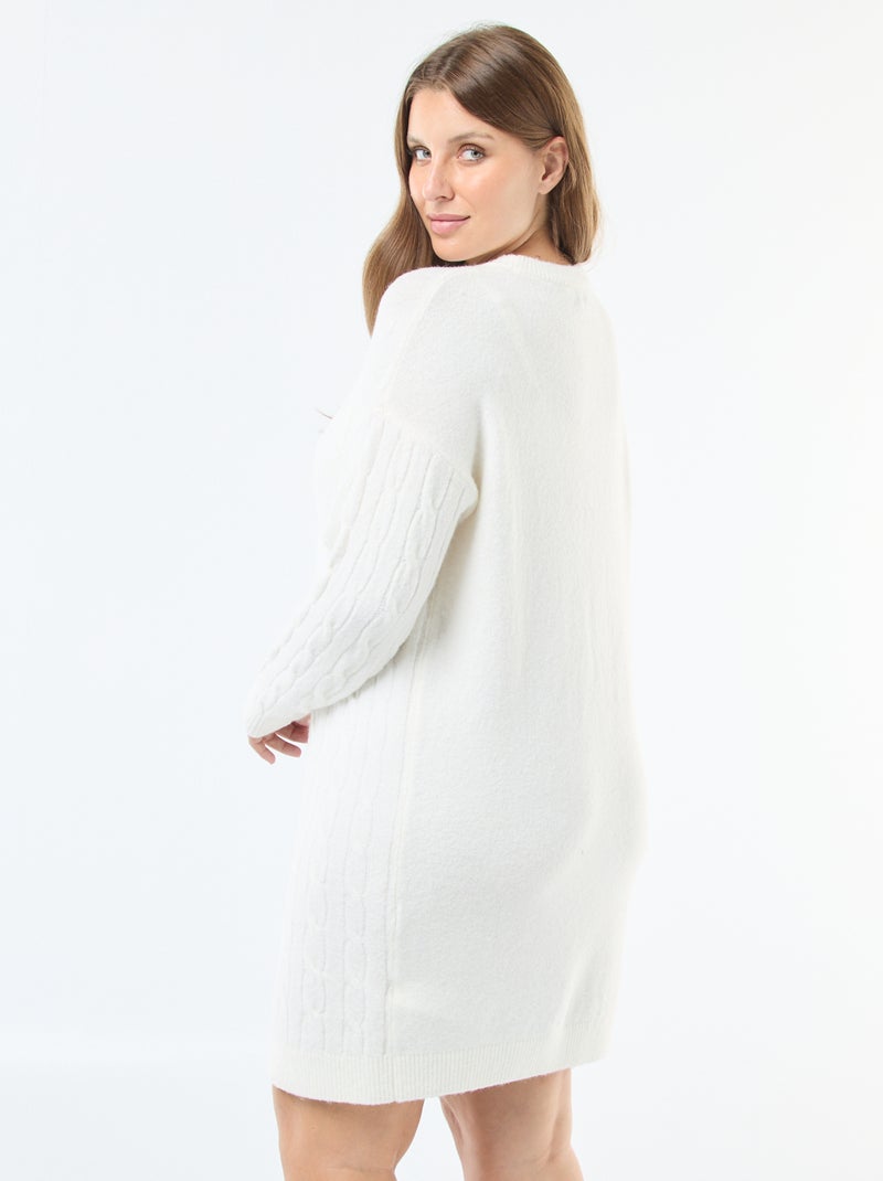 Abito maglione in maglia a trecce Bianco - Kiabi