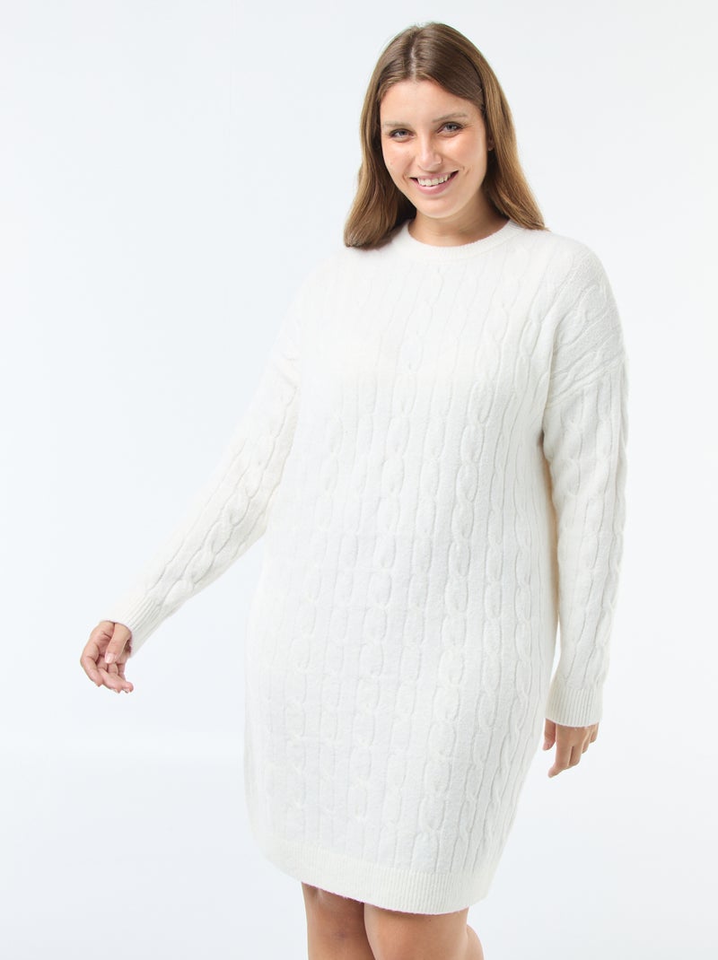 Abito maglione in maglia a trecce Bianco - Kiabi