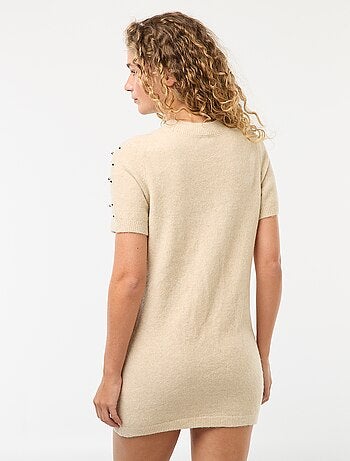 Abito maglia a maglione morbido con perle