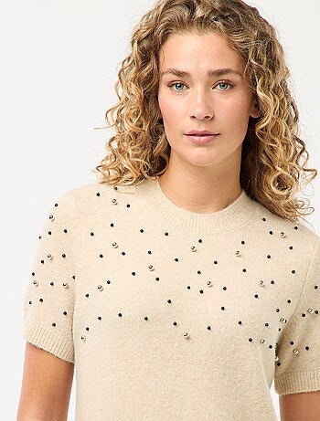 Abito maglia a maglione morbido con perle