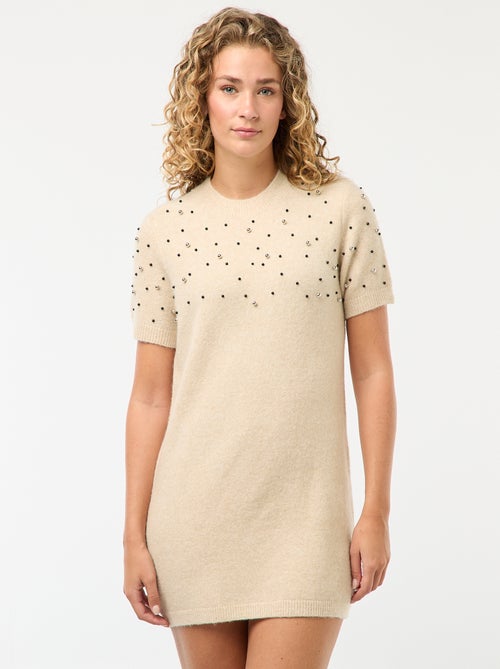 Abito maglione in maglia morbida con perle - Kiabi