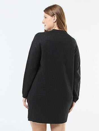 Abito maglione in maglia pesante con strass al collo