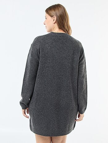 Abito maglione in maglia pesante con strass al collo