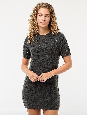 Abito maglia a maglione morbido con perle