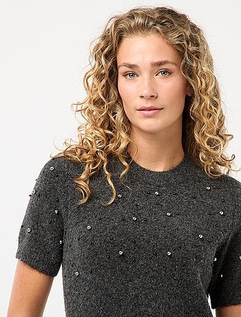Abito maglia a maglione morbido con perle