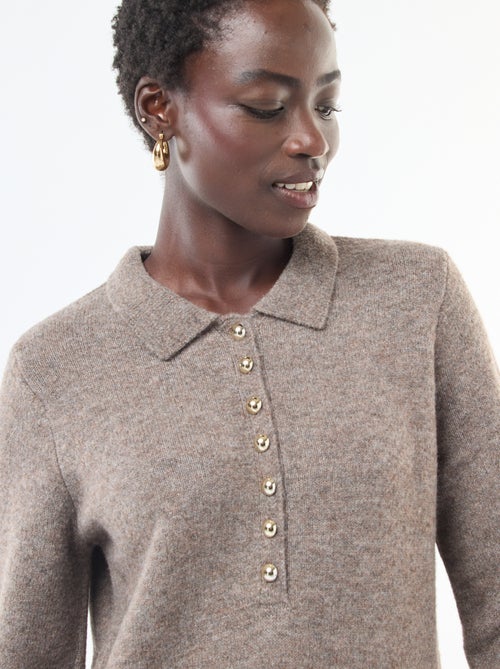 Abito maglione lungo con collo polo fantasia - Kiabi