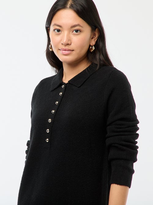 Abito maglione lungo con collo polo fantasia - Kiabi