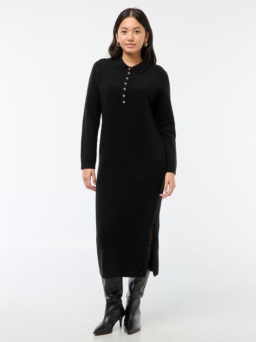 Abito maglione lungo con collo polo fantasia - Kiabi