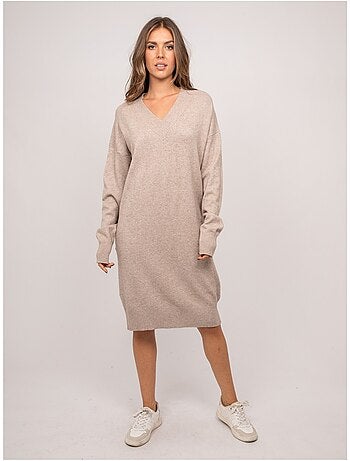 Abito maglione lungo in maglia morbida con scollo a v iberna