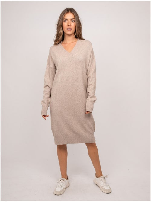 Abito maglione lungo in maglia morbida con scollo a v iberna - Kiabi