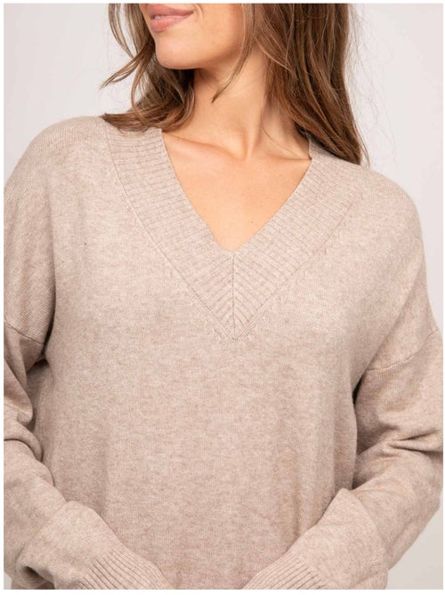 Abito maglione lungo in maglia morbida con scollo a v iberna - Kiabi
