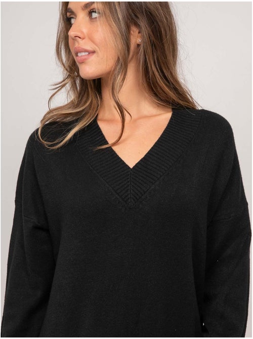 Abito maglione lungo in maglia morbida con scollo a v iberna - Kiabi
