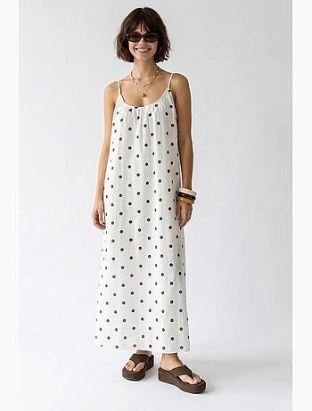 Abito maxi a linea a a pois mixray