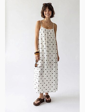 Abito maxi a linea a a pois mixray