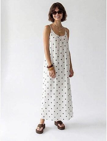 Abito maxi a linea a a pois mixray