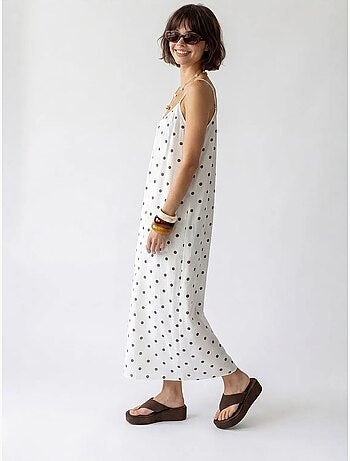 Abito maxi a linea a a pois mixray