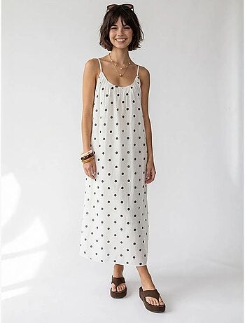 Abito maxi a linea a a pois mixray