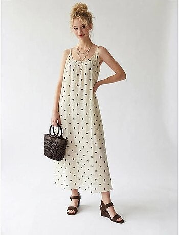 Abito maxi a linea a a pois mixray