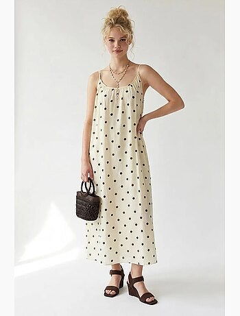 Abito maxi a linea a a pois mixray