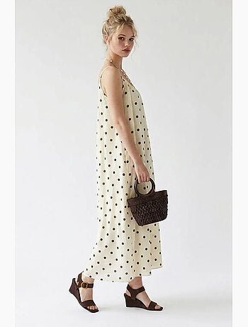 Abito maxi a linea a a pois mixray