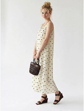 Abito maxi a linea a a pois mixray