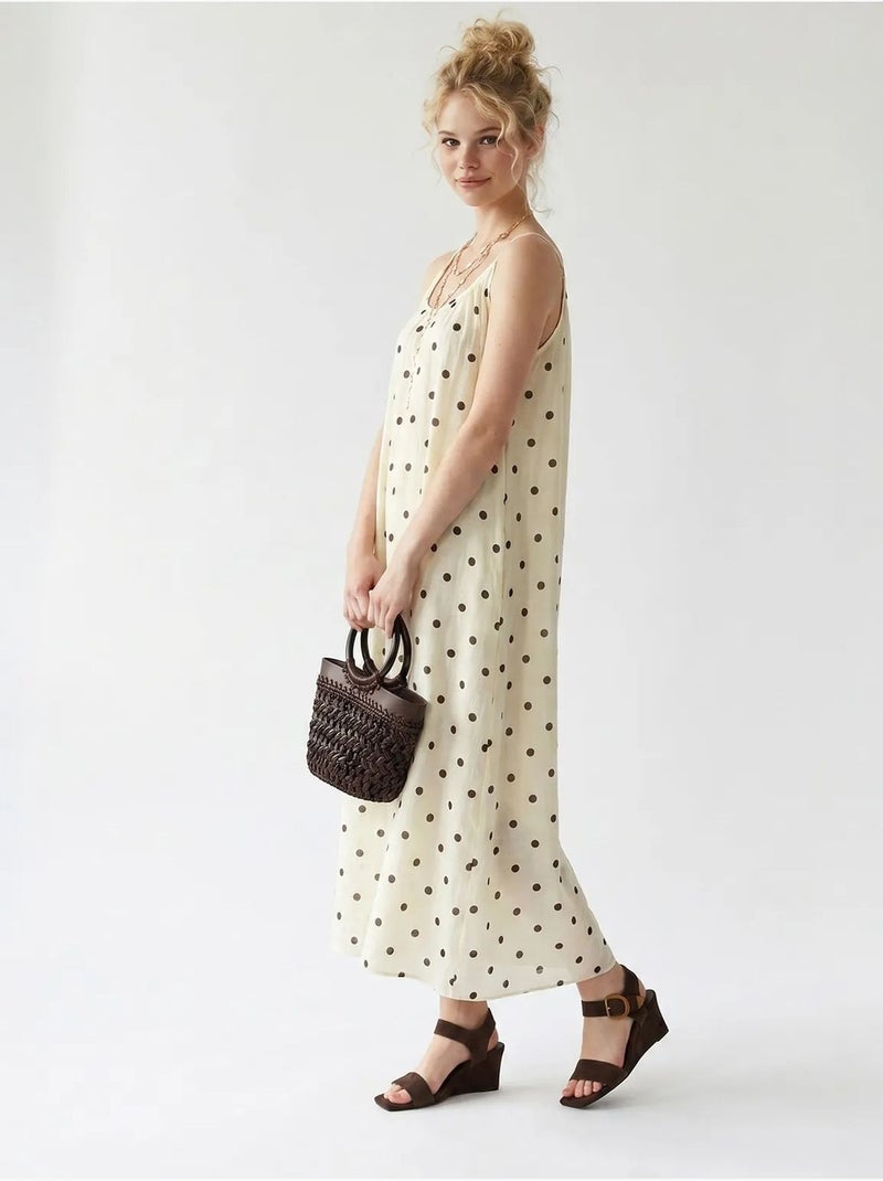 Abito maxi a linea a a pois mixray Crema - Kiabi