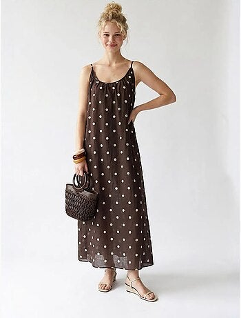 Abito maxi a linea a a pois mixray