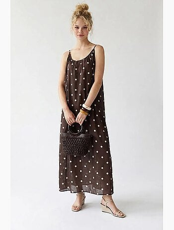 Abito maxi a linea a a pois mixray