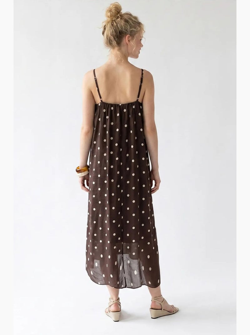 Abito maxi a linea a a pois mixray Marrone - Kiabi