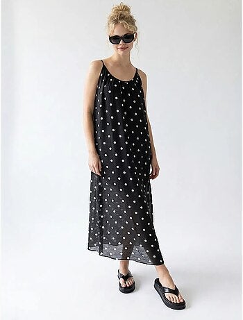 Abito maxi a linea a a pois mixray